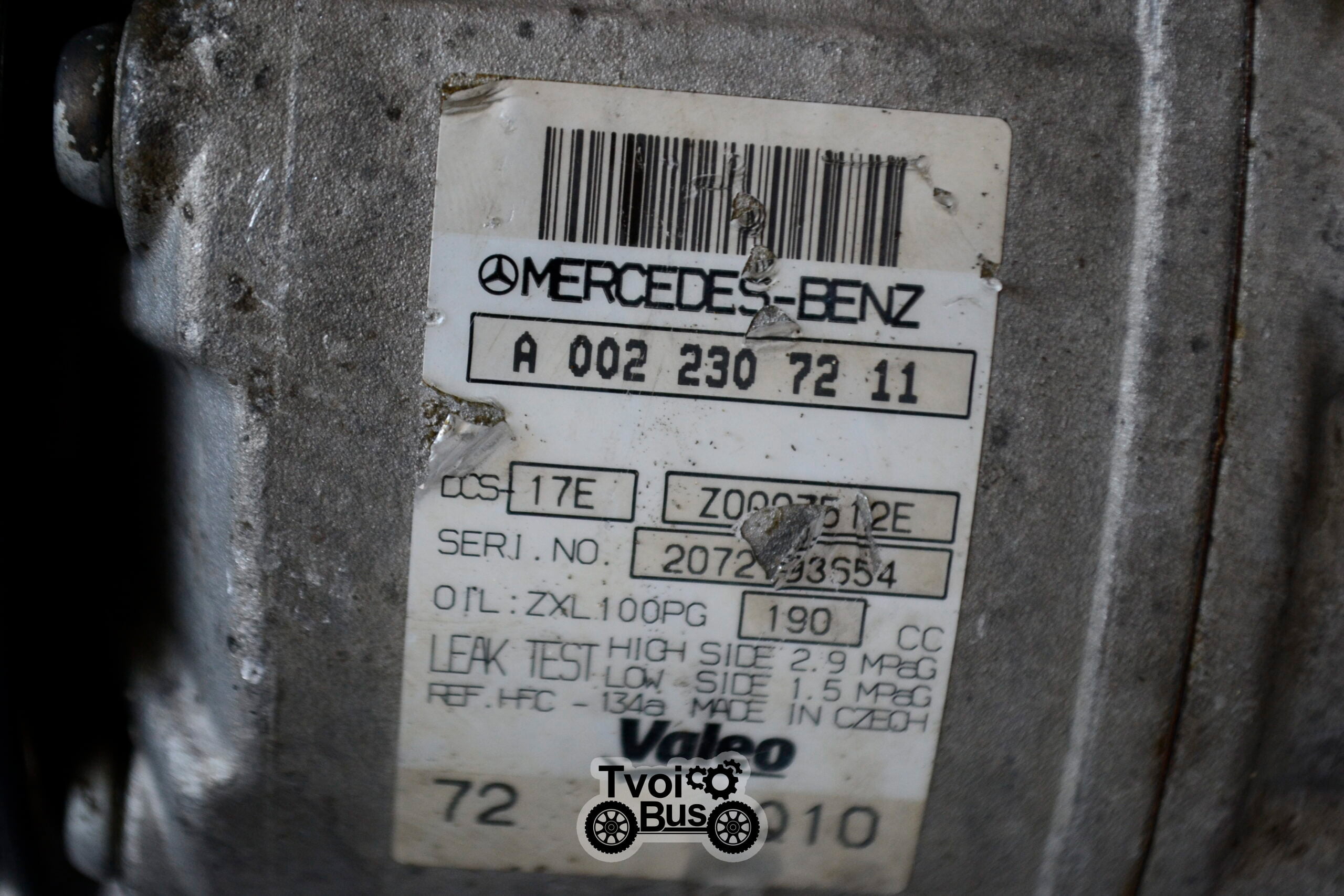 Компресор кондиціонера на Мерседес Спрінтер 2006-2018 3.0 CDI (OM 642) А0002307211 - Зображення 4